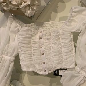 NWT Nasty Gal White Pearl Crop Top